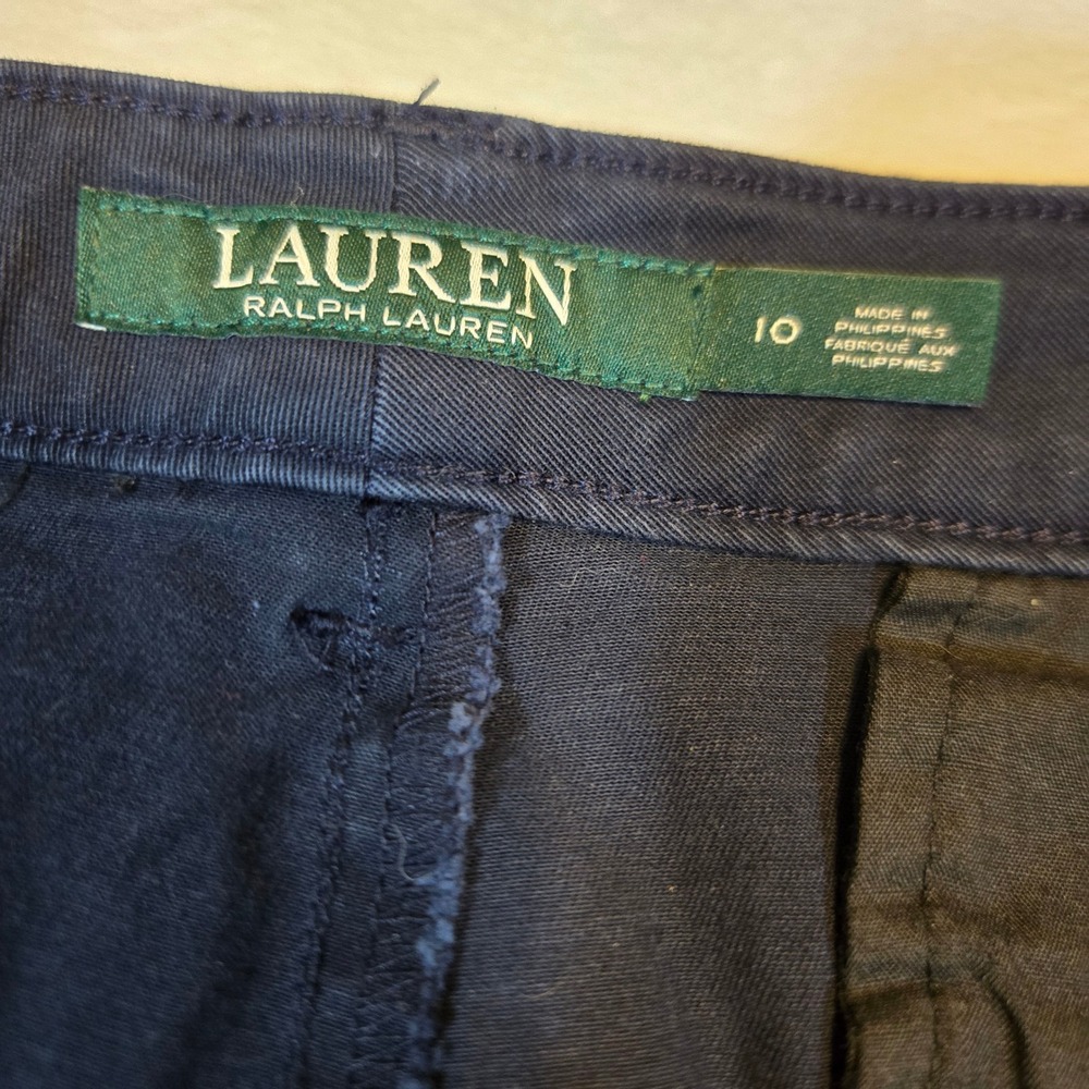 Lauren Ralph Lauren Womens Navy Blue Chino Bermuda Shorts Cotton Stretch 10 - Picture 4 of 8